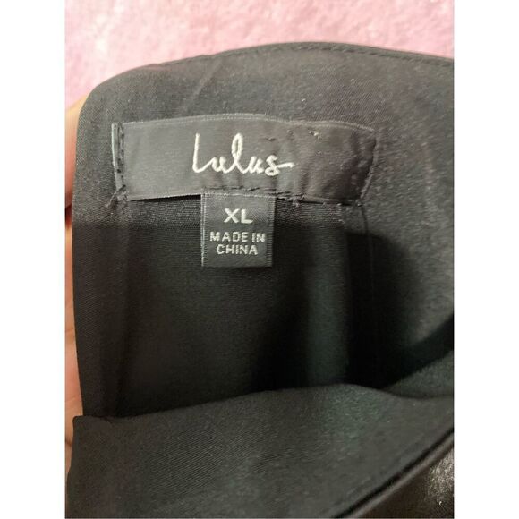 NWT Lulus Sleek Excellence Black Satin Rhinestone One Shoulder Dress S/Large - Picture 7 of 7